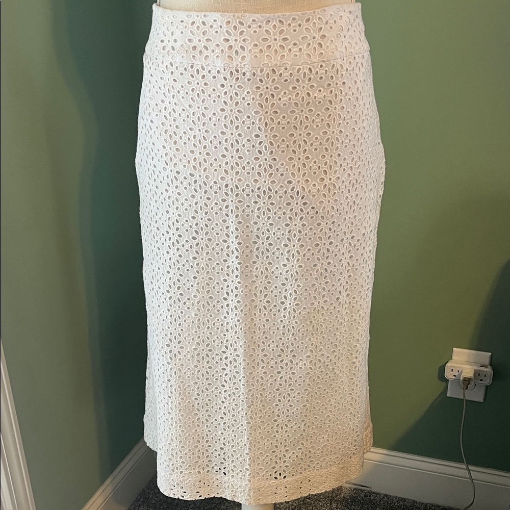 Spenser Jeremy White Floral Eyelet Embroidered Skirt., Size 14